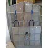 2 pairs of lead light glass window panels