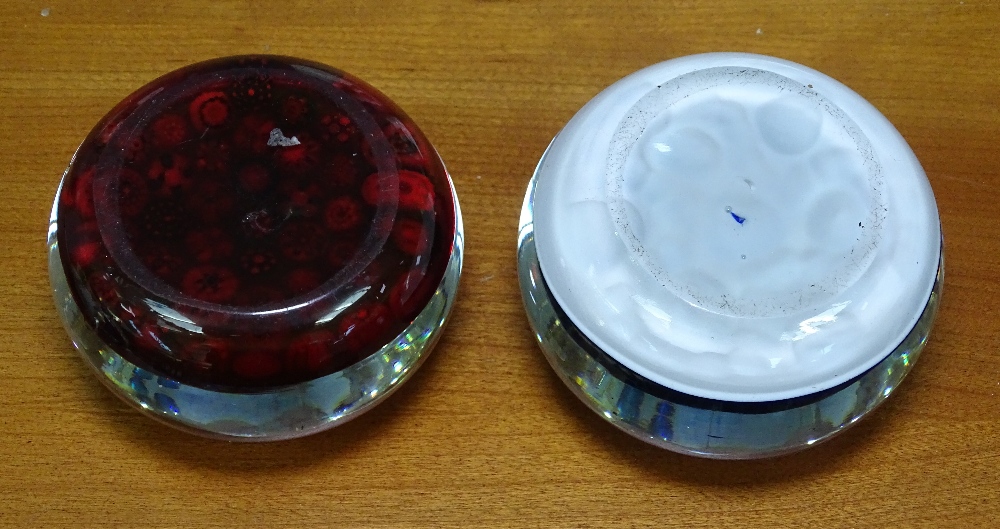 A Millefiori glass paperweight, 3" diameter, and another with cut cane floral decoration - Image 2 of 2