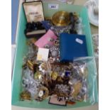 A box of mixed costume jewellery, watches etc