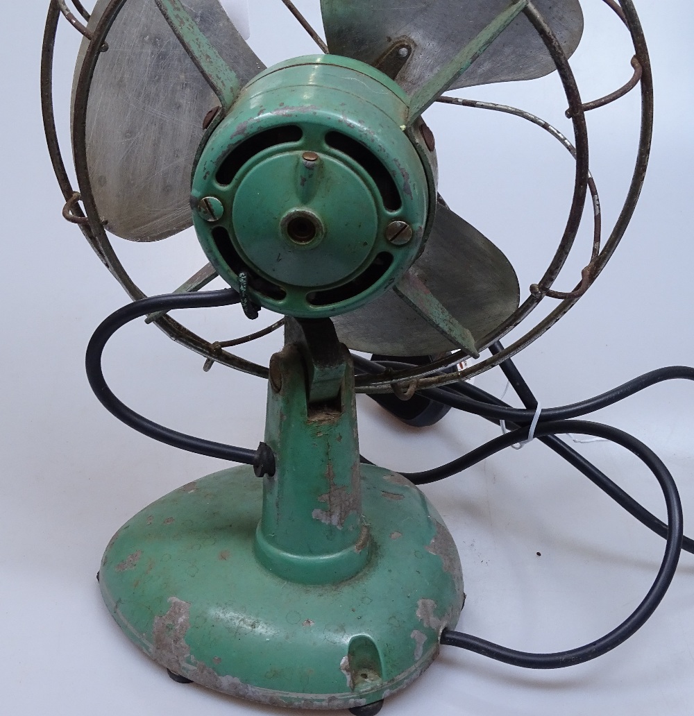 A Vintage Frost green-enamelled electric fan, height 14" - Image 2 of 2