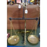 A pair of 19th century brass tobacco scales and weights