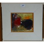 Peter Waldron, oil on board, abstract landscape, inscribed verso, 6.5" x 7.5", framed