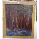 Modern oil on board, woodland scene, indistinctly signed, 23" x 19.5"