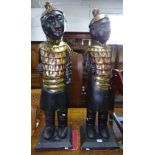 A pair of painted and gilded composite Eastern figures, H105cm