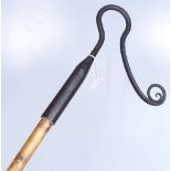 A Vintage shepherd's crook with wrought-iron handle, length 5'4"