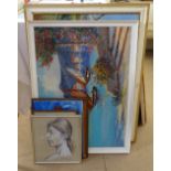 A group of oil paintings and drawings, various artists