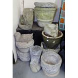 A collection of concrete garden planters and ornaments (12)