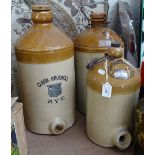 3 large salt-glaze stoneware flagons, advertising Clark Brothers of Rye, Colebrookes of Rye (