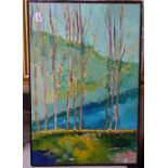 Clive Fredriksson, oil on canvas, impressionist river scene, 30" x 20", framed