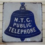 An Antique NTC Public Telephone advertising sign, height 19", width 19"