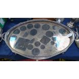 An oval 2-handled silver plated tea tray, with pierced gallery, L72cm