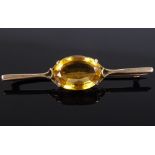 A 9ct gold citrine bar brooch, brooch length 70.5mm, 10.3g