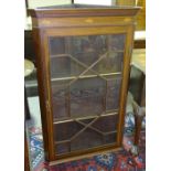 A mahogany inlaid corner cabinet, with sectional glazed door shell border inlay, width 2'5",