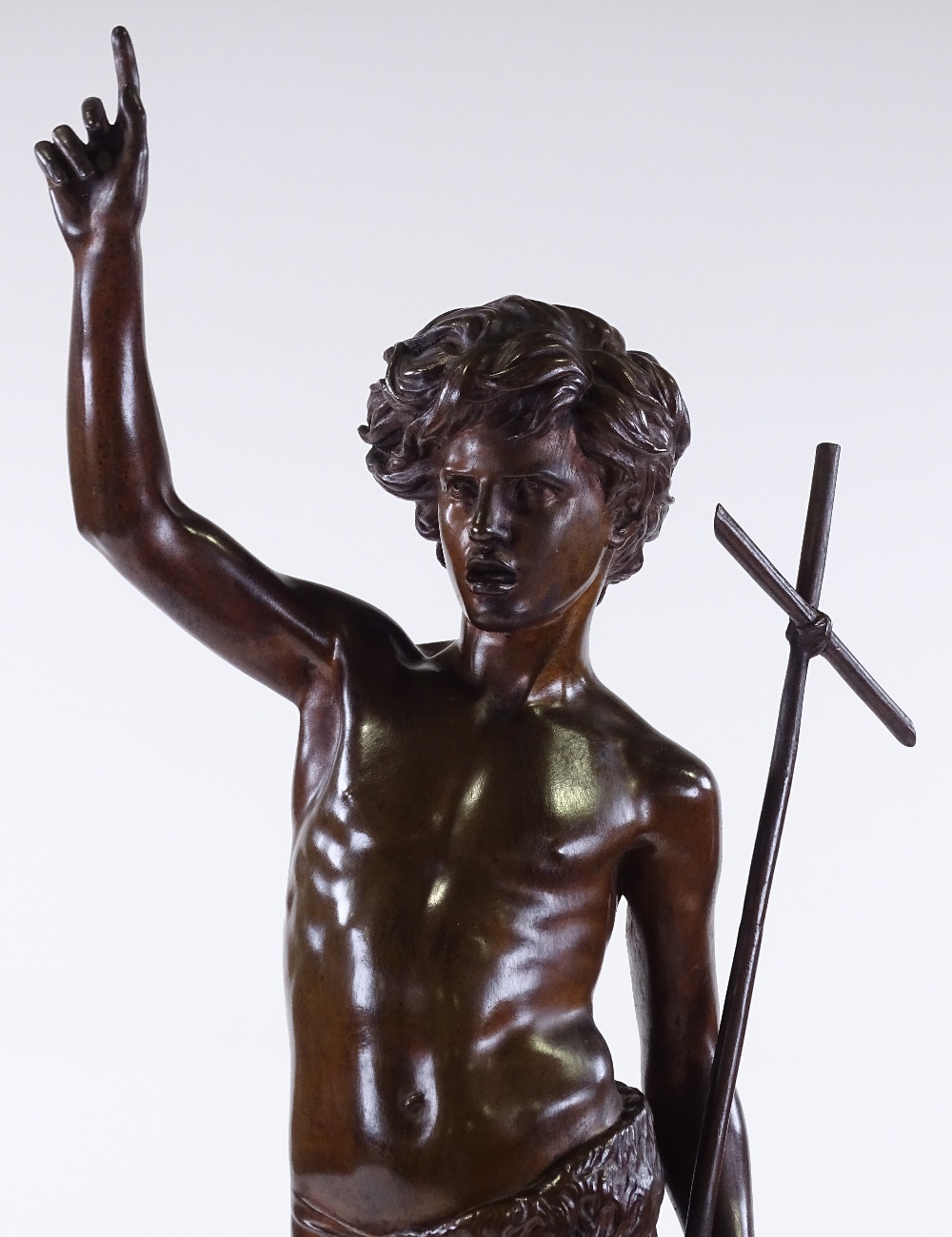 Paul Dubois (1829 - 1905), bronze sculpture, John The Baptist, signed on base, dated 1861, height