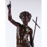 Paul Dubois (1829 - 1905), bronze sculpture, John The Baptist, signed on base, dated 1861, height