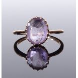 A 9ct rose gold solitaire amethyst ring, setting height 10.8mm, size N, 1.9g