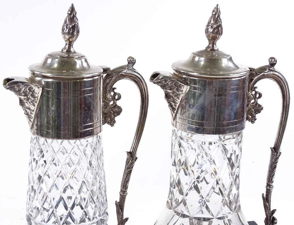 2 cut-glass and silver plate claret jugs - Image 2 of 3