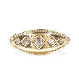 A Victorian 18ct gold 5-stone diamond dress ring, setting height 8mm, size P, 3.2g