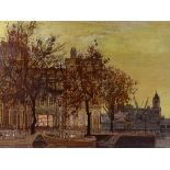 Henri Carpreau, oil on canvas, the Wailing Tower Amsterdam, 24" x 32", framed