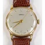 A 9ct gold Vertex Mechanical wrist watch, 16 jewel movement with sweeping seconds hand, case no.