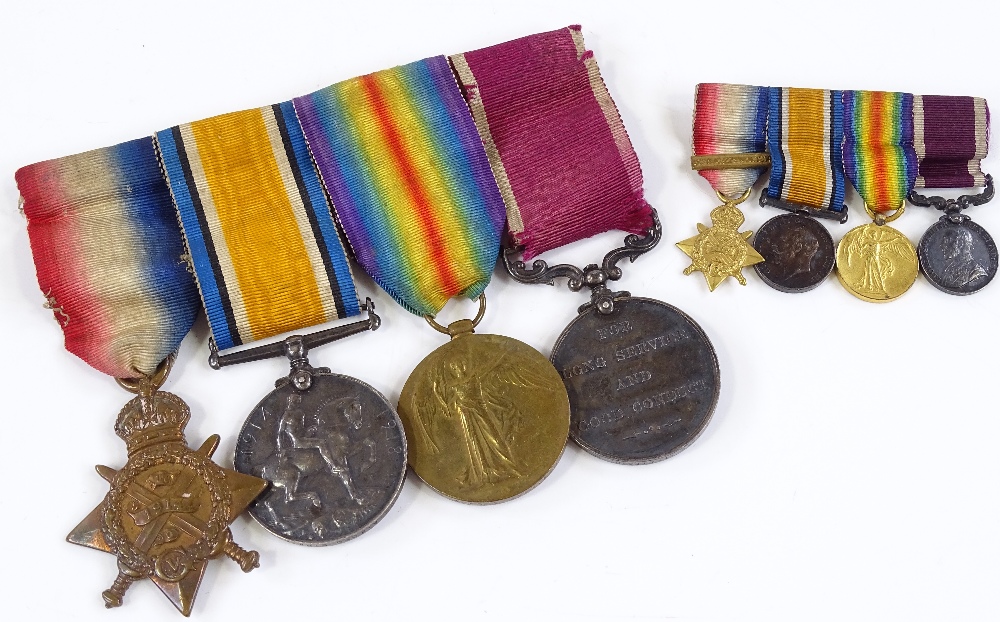 A group of 4 First War Service medals, awarded to 13714 Sapr A Ford-Stratford RE, with miniatures