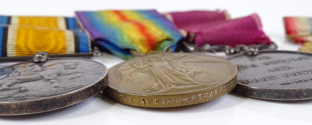 A group of 4 First War Service medals, awarded to 13714 Sapr A Ford-Stratford RE, with miniatures - Image 2 of 3