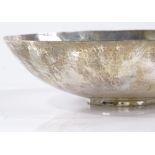 A modern circular silver dish, with allover planished finish, by Peter Morton Browne, hallmarks