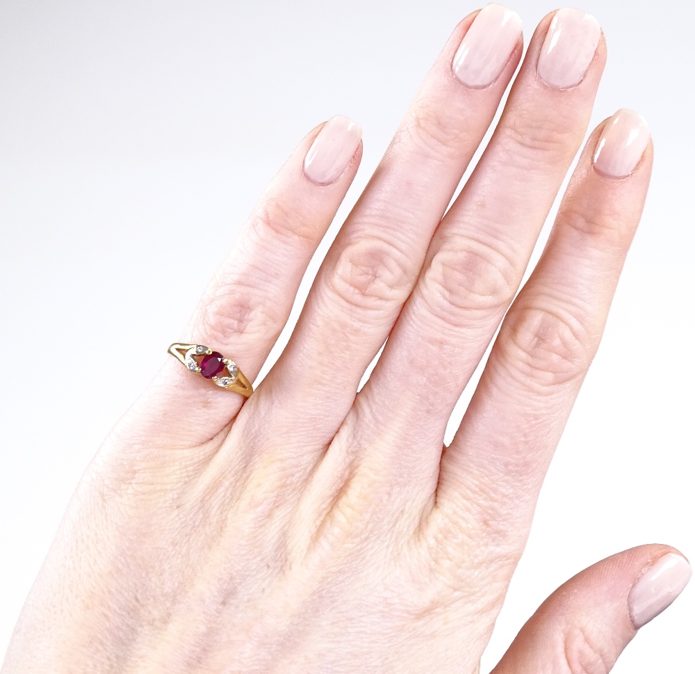 A Burmese ruby and diamond dress ring, in 850 (20.4ct gold) settings, setting height 5.2mm, size - Image 4 of 5