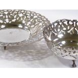 2 pieces of Middle Eastern white metal, comprising small circular fruit bowl, and large circular