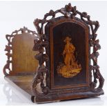 A 19th century Sorrento Ware walnut and marquetry inlaid extending book rack, length 40cm