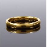 A 22ct gold wedding band ring, maker's marks JW Ltd, band width 2.8mm, size N, 4.3g