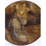 Florence Adlard, late 19th century hand painted porcelain plate, Puss in Boots, original artist's