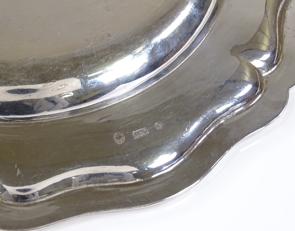 An Austrian Imperial circular silver card tray / salver, with scalloped border and cast-silver - Image 3 of 3