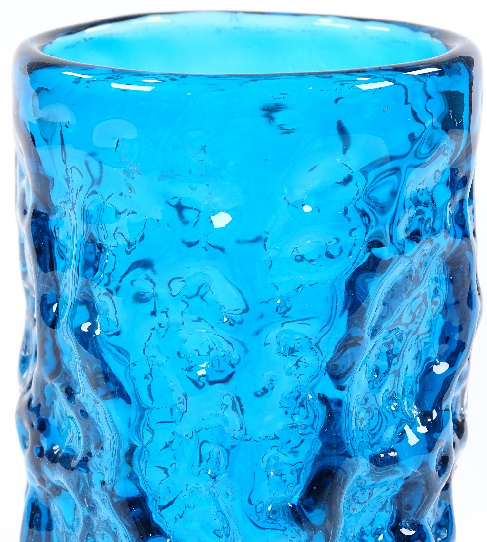 A Whitefriars Bark vase by Geoffrey Baxter, in Kingfisher blue, height 18cm - Image 2 of 3