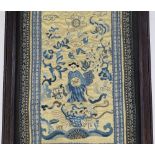 A Chinese early 20th century silk embroidered panel, depicting a figure in a landscape, signed,