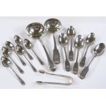 Various silver cutlery, including ladles, and a set of 6 teaspoons and tongs, 10oz total