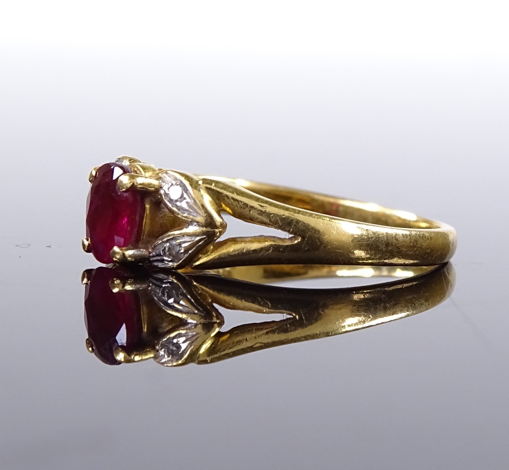 A Burmese ruby and diamond dress ring, in 850 (20.4ct gold) settings, setting height 5.2mm, size - Image 2 of 5