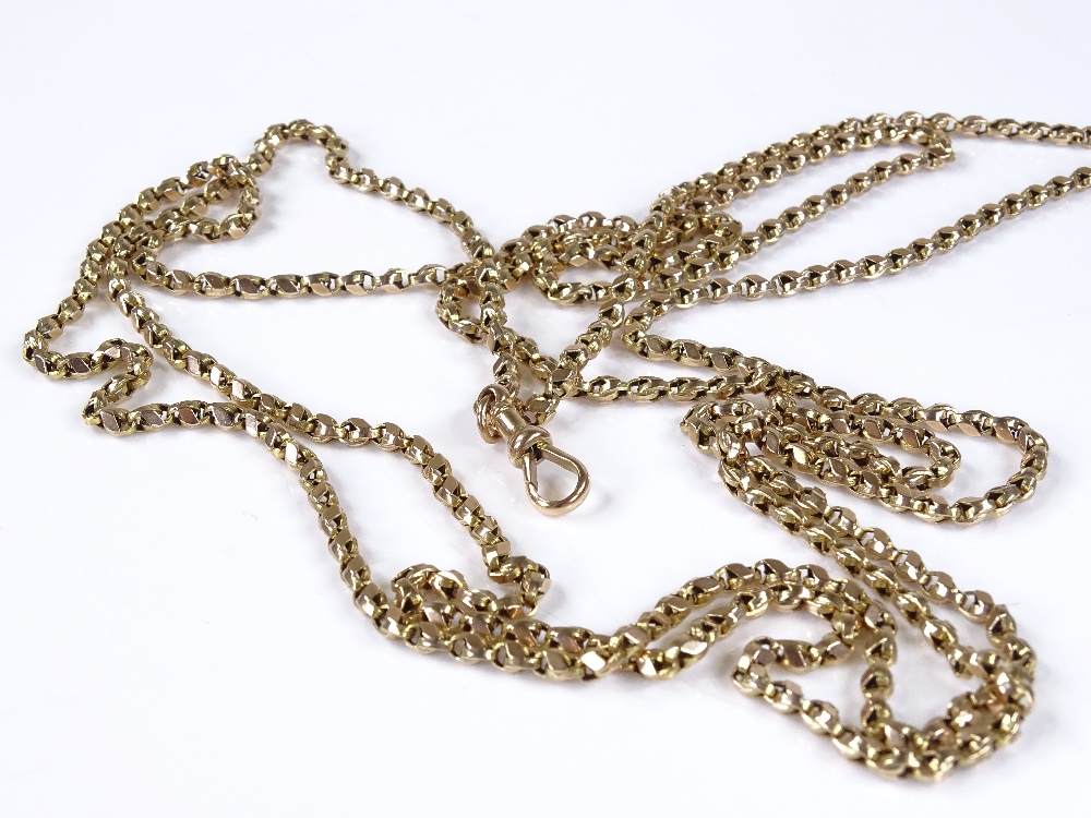 A long 9ct gold fancy link guard chain, with clip, length 800mm, 31.1g - Image 4 of 4