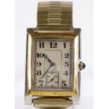 A Vintage 18ct gold Mechanical wrist watch, with Deco Arabic numerals and subsidiary seconds dial,