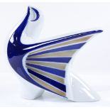 A Sargadelos Spain abstract porcelain bird, height 15cm, length 18cm