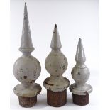 3 large graduated cast-iron railway signal finials, probably Southern Railway, largest height 70cm