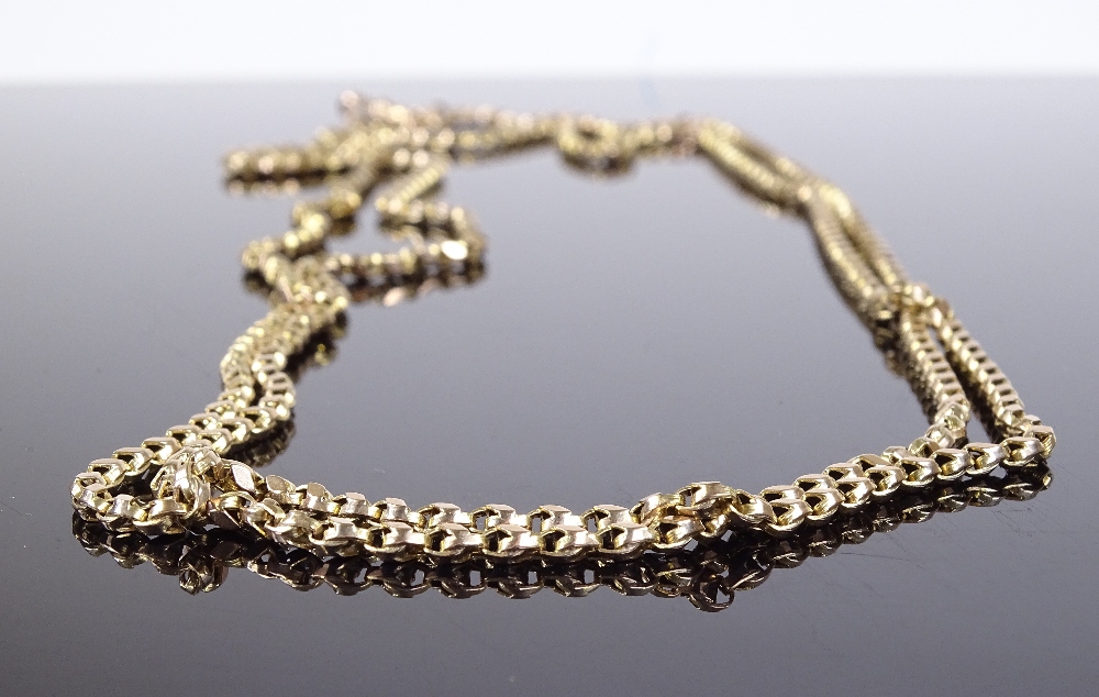 A long 9ct gold fancy link guard chain, with clip, length 800mm, 31.1g - Image 2 of 4