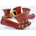 4 Turkish gilded terracotta pipe bowls