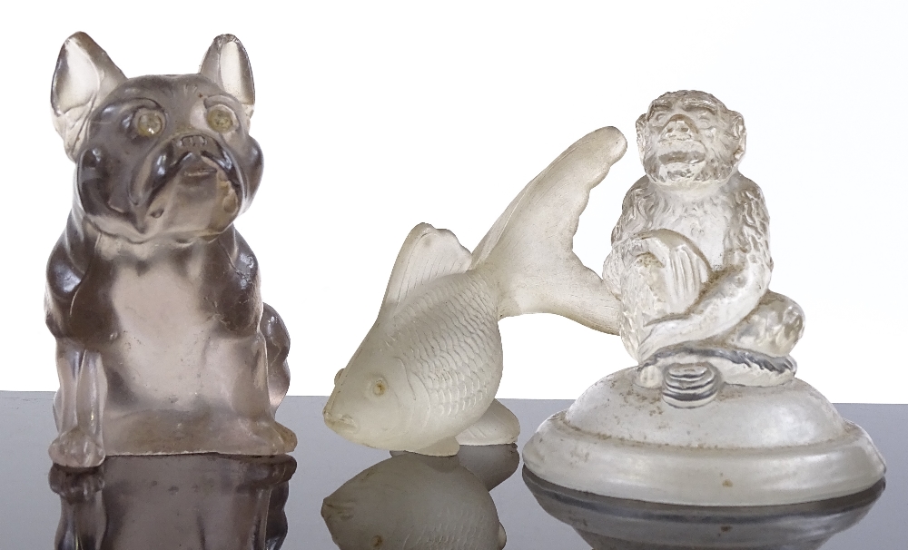 3 early 20th century moulded glass animal and fish sculptures (3)