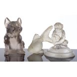 3 early 20th century moulded glass animal and fish sculptures (3)