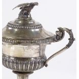 A French Empire silver 2-handled urn, with eagle finial and centurion handles, height 16cm, 7.8oz