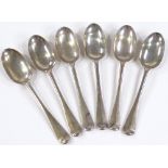 A set of 6 silver Rattail pattern dessert spoons, by Francis Higgins III, hallmarks London 1903,