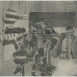 Attributed to Marjorie Wallace (South African -1925 - 2005), etching , interior scene, signed in