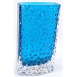 A Whitefriars Nailhead vase by Geoffrey Baxter, in Kingfisher blue, height 16cm, width 9cm
