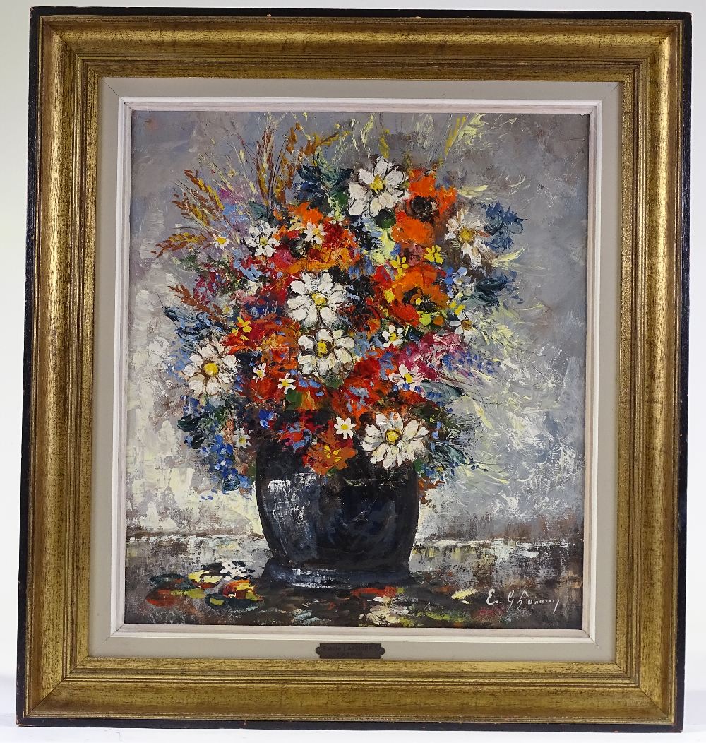 Emile Lammers, oil on canvas, impressionist still life, 22" x 19", framed - Image 2 of 4